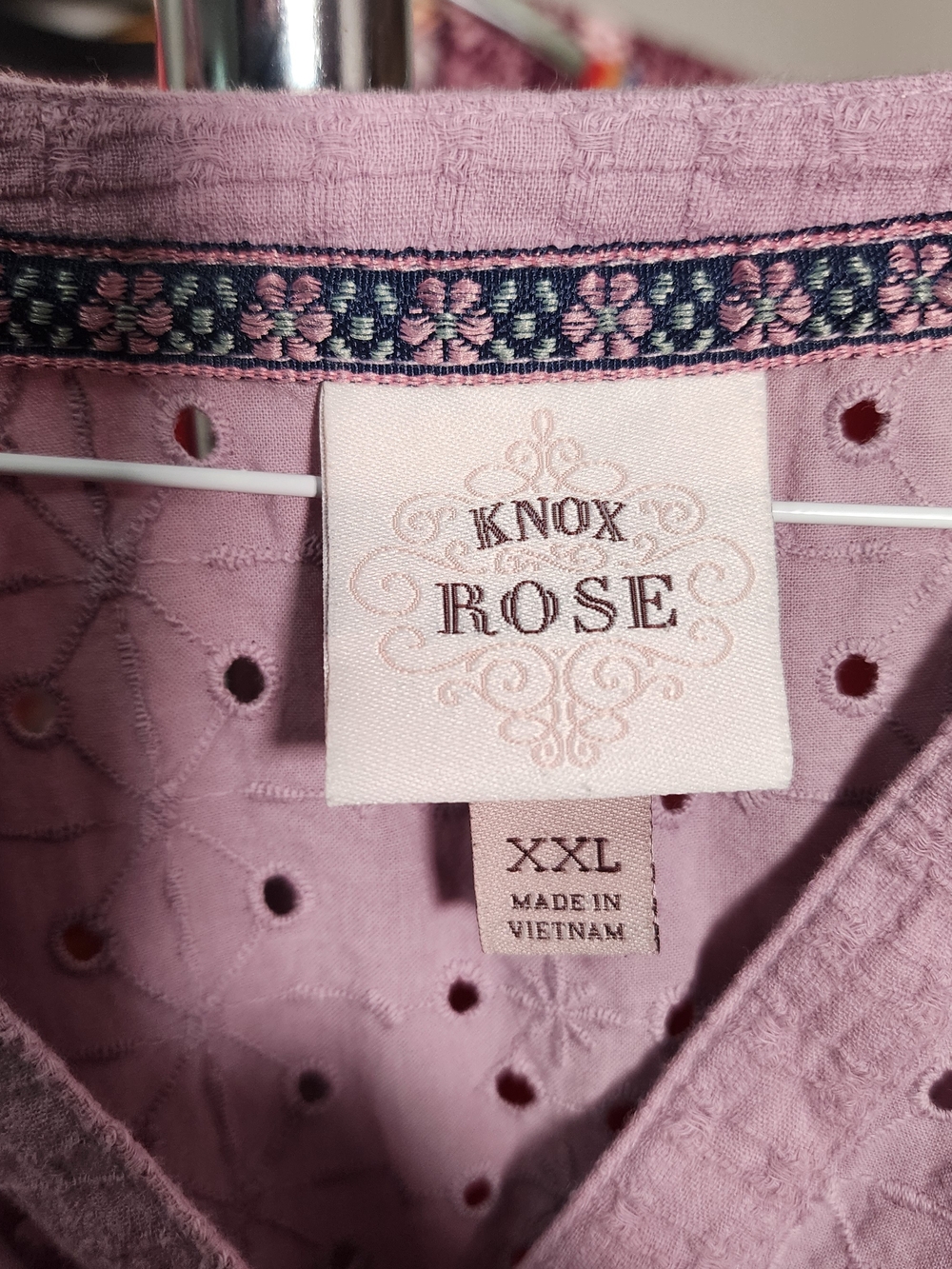 Knox Rose Lavender Eyelet Button Front Blouse Women’s XXL - Picture 4 of 5